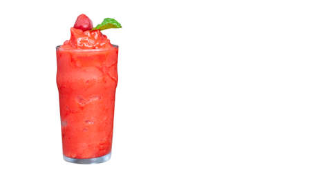 Clipping path, Strawberry smoothie juice with strawberry on top, refreshment beverage fruit juice,...