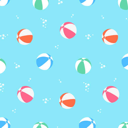 Beach ball pattern, seamless and colorful balls. Vector, illustration.のイラスト素材