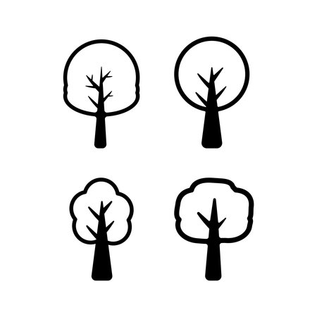 Silhouette tree element illustration vector. flat illustration designのイラスト素材