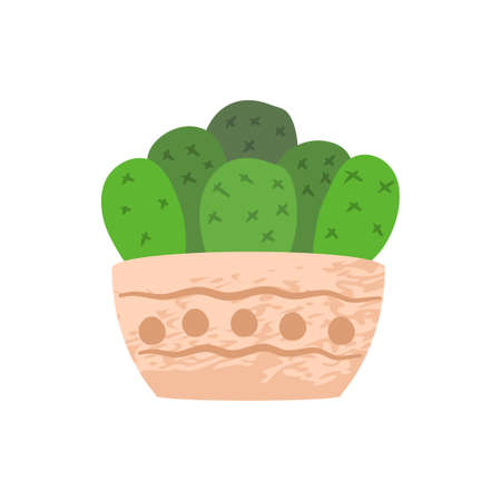 Cute aesthetic mini cactus. Isolated Illustration. Flat style. Scalable & editable vector format.のイラスト素材