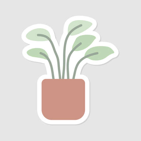 Cute aesthetic houseplant sticker. Isolated Illustration. Flat style. Scalable and editable vector format.のイラスト素材