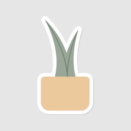 Cute aesthetic houseplant sticker. Isolated Illustration. Flat style. Scalable and editable vector format.のイラスト素材
