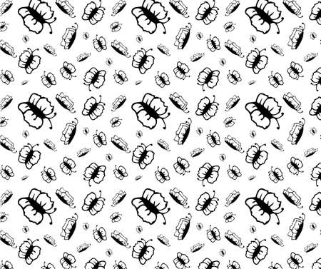 Butterfly black and white patternのイラスト素材