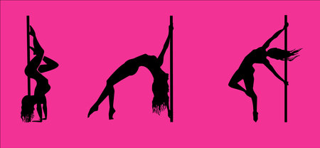Three girls dance in pilonのイラスト素材