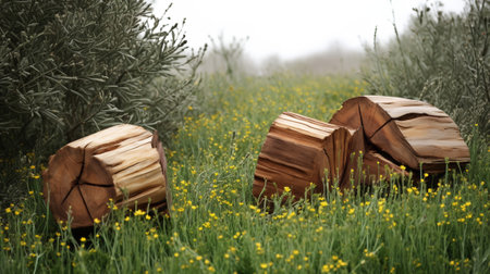 firewood and hemp lying in the shed ai generativeの素材