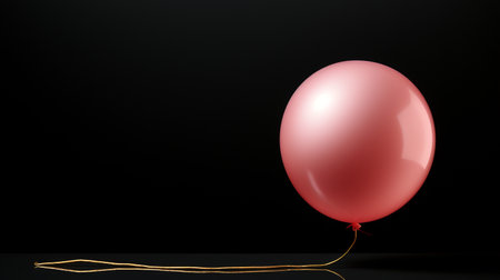 Beautiful red balloon on black isolated background. Layouts generativeの素材