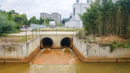 Water discharge, Storm sewer (water drainage)の写真素材