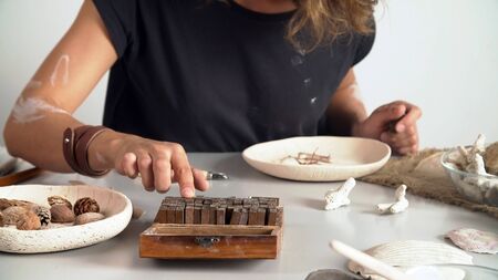 creative ceramist working in his workshop. small business concept.の写真素材