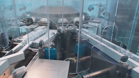 Production line of pharmaceutical products for the production of vaccines and injections against viruses and bacteria.の写真素材