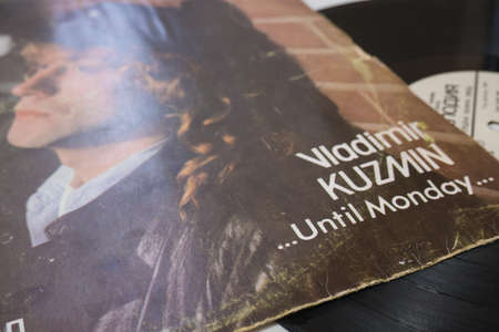 Volgograd, Russia: October 28, 2021: Soviet and Russian musician and pop singer, Vladimir Kuzmin's music album on vinyl. Title: Album Cover Until Monday Came.のeditorial素材