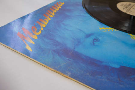 Volgograd, Russia: October 28, 2021: Soviet and Russian composer, singer, music album Igor Nikolaev on vinyl record. Title: Album cover Melnitsaのeditorial素材