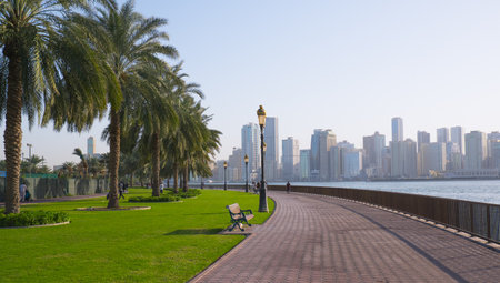 Sharjah, UAE, February 14, 2023: Al Majaz waterfront, Khaled lakeのeditorial素材
