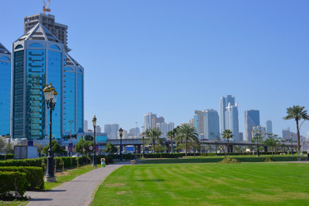 Sharjah,UAE:14-02-2023: Street view in Sharjah.のeditorial素材