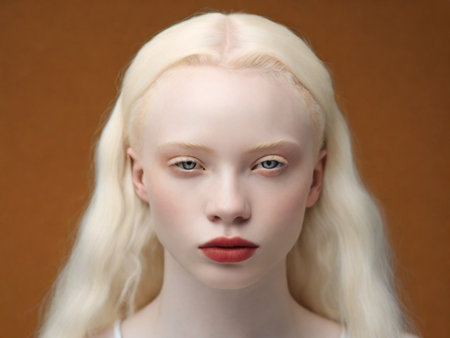 portrait of an albino girl, African appearance with makeup on a dark background. variety and fashion.の素材