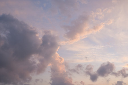 colorful clouds and sky, Dusk, Sunset Sky Clouds in the Evening with colorful Orange, Yellow, Pink...