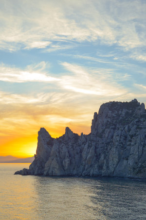 The beauty of nature seascape at sunset. Crimea. New World, Black Sea.の写真素材