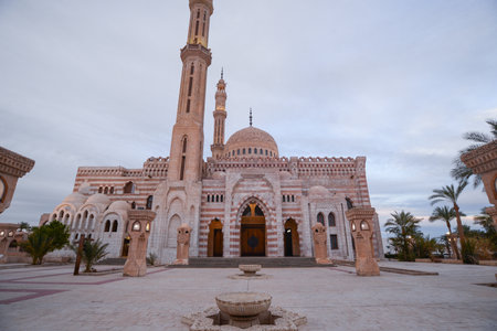 Beautiful Al Mustafa Mosque in Sharm el-Sheikh in Egypt, at sunset.