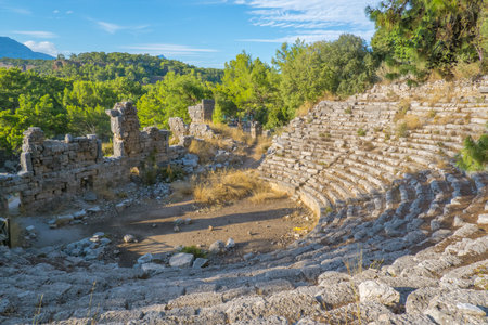 Ancient theatre in Antique city of Phaselis, Antalya Destrict, Turkeyの写真素材