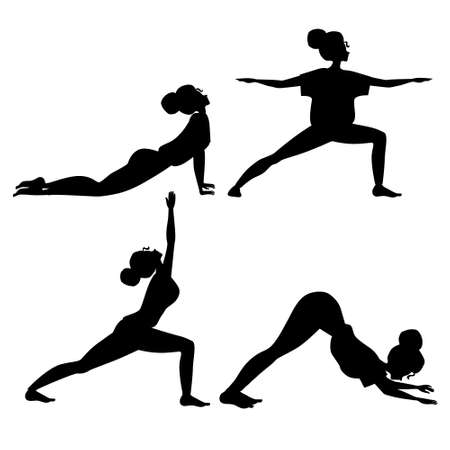 Women silhouettes asanaのイラスト素材