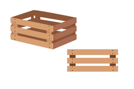 Wooden storage box, traced products brown on white backgroundのイラスト素材