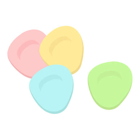 Set of colored triangular sewing shallows in flat styleのイラスト素材