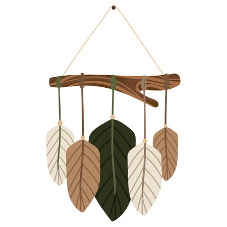 Native american dreamcatcher hanging on a rope. Vector illustrationのイラスト素材