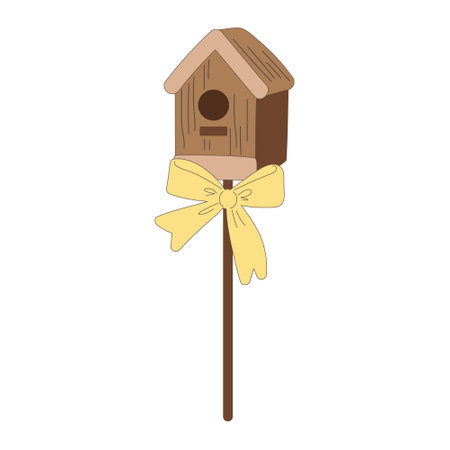cute birdhouse with bow isolated icon vector illustration design vector illustration designのイラスト素材