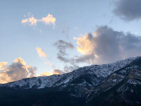 beautiful view of the mountains and clouds. Landscape Of Mountains And Skyの写真素材