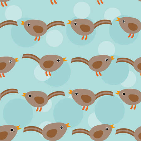 Birds Seamless pattern with funny cute animal on a blue background Vector baby  shower animalsのイラスト素材