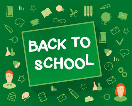Welcome back to school.  Flat design objectsのイラスト素材