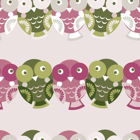 Cute colorful seamless pattern with owl. のイラスト素材