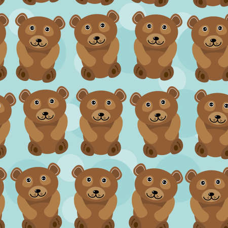 Bear Seamless pattern with funny cute animal on a blue background. のイラスト素材