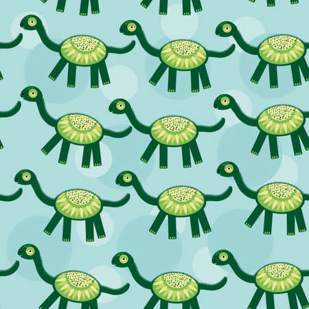 dinosaur Seamless pattern with funny cute animal on a blue background. のイラスト素材