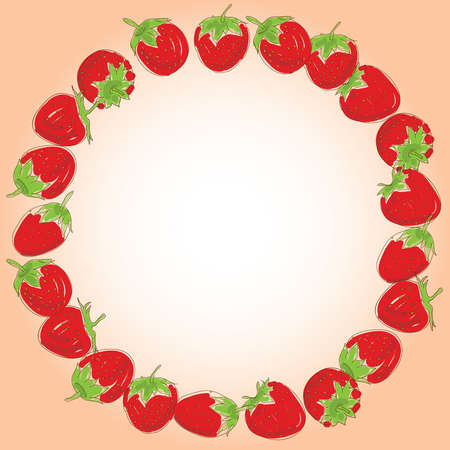 Card for your text Set red strawberries freshness, delicious on a white background. のイラスト素材