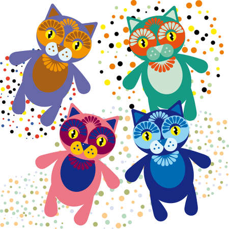Set of cute cartoon cats.のイラスト素材