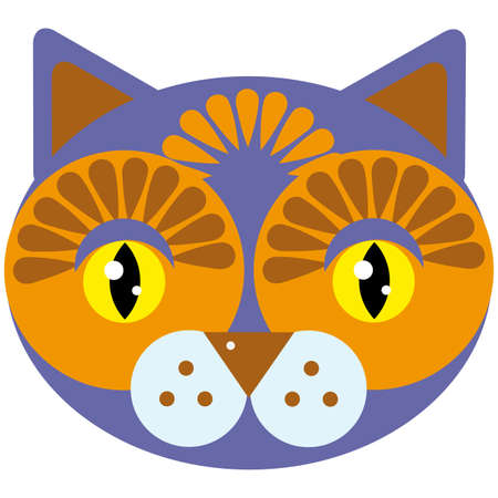 Cute cartoon muzzle cat on a white background. のイラスト素材