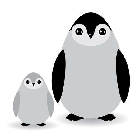 Funny penguins on white background. のイラスト素材