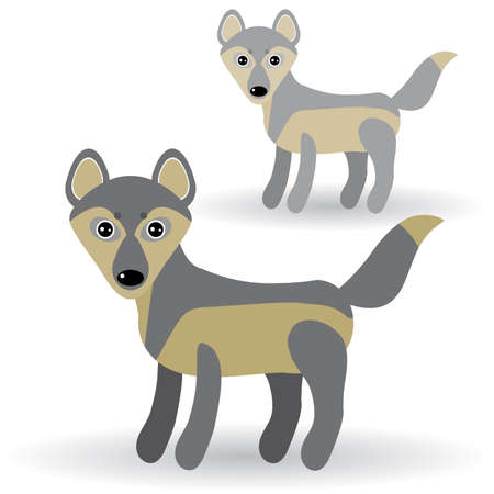 Funny gray wolfs on white background.のイラスト素材
