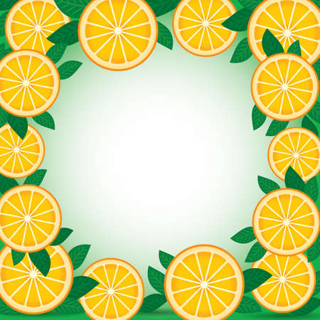 Orange with green leaves. Background. のイラスト素材