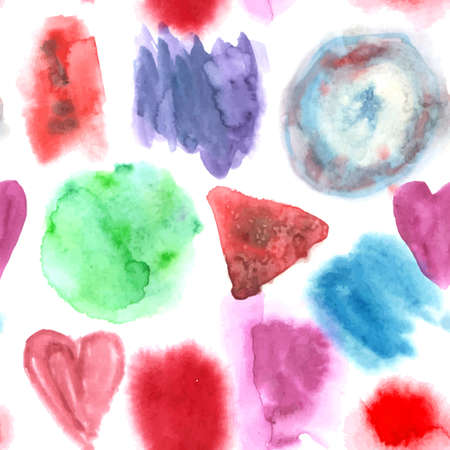 Abstract watercolor art hand paint seamless pattern on white background. Watercolor stains. Vectorのイラスト素材