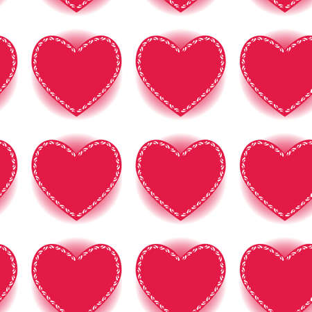 Pink heart seamless pattern on a white background. vector illustrationのイラスト素材