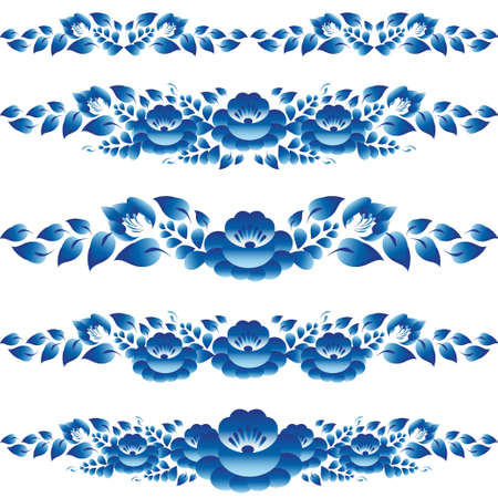 Blue floral design elements and page decoration to embellish your bark. vectorのイラスト素材