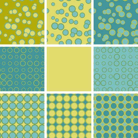 Abstract set of seamless pattern with blue green circle elements. Ethnic summer texture rings. vectorのイラスト素材
