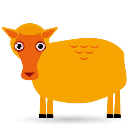 Cartoon illustration of a sheep on white background. Vectorのイラスト素材
