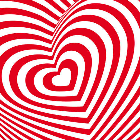 Red heart Valentines day card. Three-dimensional volumetric image. Vectorのイラスト素材