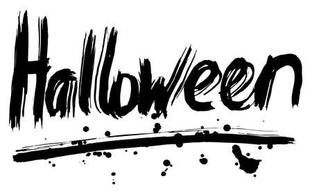 Halloween hand lettering. Handmade calligraphy. Vector grungeのイラスト素材
