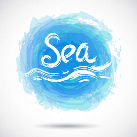 Grunge background with bright blue splash. Sea. Vector illustrationのイラスト素材