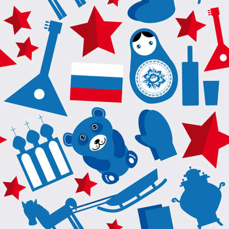 Russia, USSR. Seamless pattern black blue red on gray background Vectorのイラスト素材