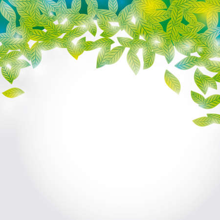 Summer branch with Fresh green leaves on white background. vectorのイラスト素材