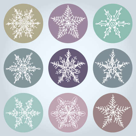 Snowflake winter set icon collection. Vector illustrationのイラスト素材